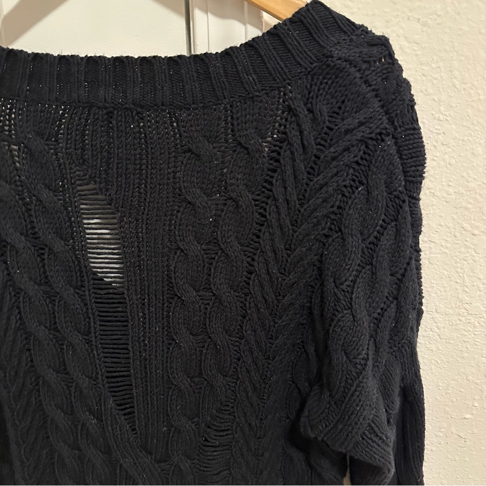 Express Black Ripped V-Neck Oversized Sweater Size S - Picture 8 of 8